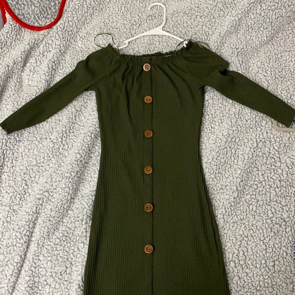 olive green midi dress